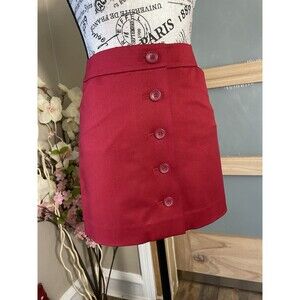 NWT Express Red Mini Editor Skirt Womens Button Front Closure Size 0 Short